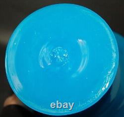 Antique 19 C. Hand Blown French Blue Opaline Glass Footed Urn Vase