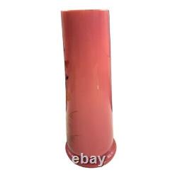 Antique 19th Century French Painted Floral Opaline Pink Glass Vase Artist Cipher