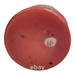 Antique 19th Century French Painted Floral Opaline Pink Glass Vase Artist Cipher