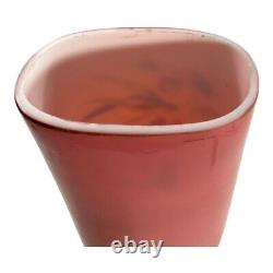 Antique 19th Century French Painted Floral Opaline Pink Glass Vase Artist Cipher