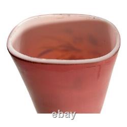 Antique 19th Century French Painted Floral Opaline Pink Glass Vase Artist Cipher