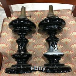 Antique 19th Century French Paris Pair Of Mary Gregory Gas Lights Opaline Glass
