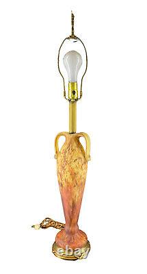 Antique Andria Delatte Nancy Signed French Art Glass Vase Table Lamp VG+
