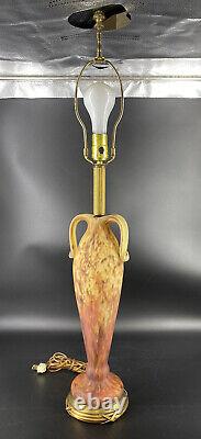 Antique Andria Delatte Nancy Signed French Art Glass Vase Table Lamp VG+