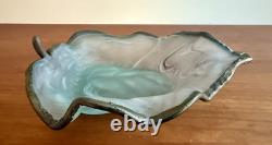 Antique Art Deco French Patinated Bronze and Opaline Glass Trinket Dish 1920's