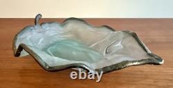 Antique Art Deco French Patinated Bronze and Opaline Glass Trinket Dish 1920's