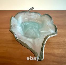 Antique Art Deco French Patinated Bronze and Opaline Glass Trinket Dish 1920's