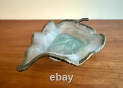 Antique Art Deco French Patinated Bronze and Opaline Glass Trinket Dish 1920's