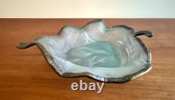Antique Art Deco French Patinated Bronze and Opaline Glass Trinket Dish 1920's