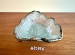 Antique Art Deco French Patinated Bronze and Opaline Glass Trinket Dish 1920's