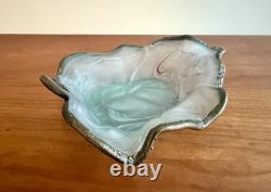 Antique Art Deco French Patinated Bronze and Opaline Glass Trinket Dish 1920's