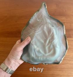 Antique Art Deco French Patinated Bronze and Opaline Glass Trinket Dish 1920's