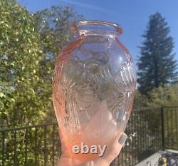 Antique Art Deco Pierre d'Avesn French Pink Satin Calla Lily Vase