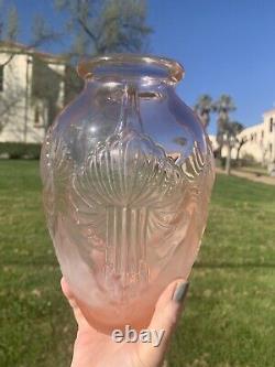 Antique Art Deco Pierre d'Avesn French Pink Satin Calla Lily Vase