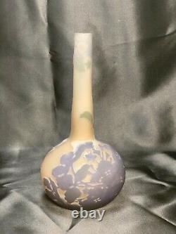 Antique Art Nouveau French Cameo Glass Galle Lavender Flower Vase Beautiful! 8