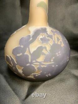 Antique Art Nouveau French Cameo Glass Galle Lavender Flower Vase Beautiful! 8