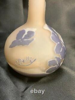 Antique Art Nouveau French Cameo Glass Galle Lavender Flower Vase Beautiful! 8