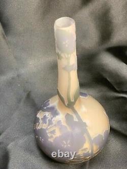 Antique Art Nouveau French Cameo Glass Galle Lavender Flower Vase Beautiful! 8