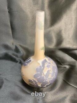 Antique Art Nouveau French Cameo Glass Galle Lavender Flower Vase Beautiful! 8