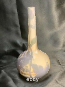 Antique Art Nouveau French Cameo Glass Galle Lavender Flower Vase Beautiful! 8