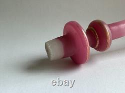 Antique Art Nouveau French Enamel Pink Opaline Rim Vase, 2/Parts