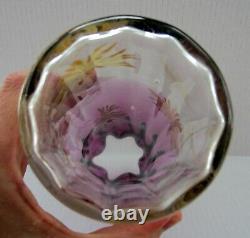 Antique Art Nouveau Legras France Enameled Art Glass Chrysanthemum Vase 9 3/4