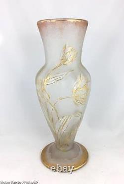 Antique Art Nouveau ST. DENIS French Cameo Glass TULIP Vase Legras Mt. Joye