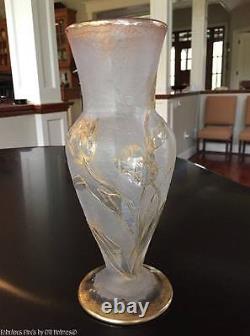 Antique Art Nouveau ST. DENIS French Cameo Glass TULIP Vase Legras Mt. Joye