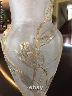 Antique Art Nouveau ST. DENIS French Cameo Glass TULIP Vase Legras Mt. Joye