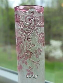 Antique Baccarat / Val St. Lambert Vase Red Cameo Glass Acid Cut