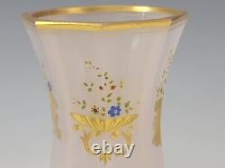 Antique Bohemian Alabaster or French Opaline Art Glass Beaker Vase c1850