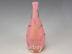 Antique Bohemian or French Jeweled and Gilt Opaline Glass Vase