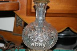 Antique Brilliant Cut Glass Vase Lamp Angel Cherub Metal Base Matthew Craig