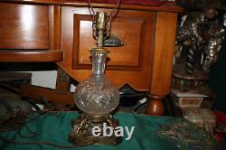 Antique Brilliant Cut Glass Vase Lamp Angel Cherub Metal Base Matthew Craig