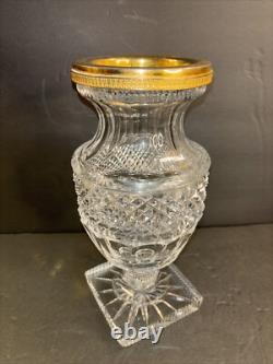 Antique Bronze And Crystal Vase/Baccarat/Heavy Cut Glass/France C. 1930/Empire