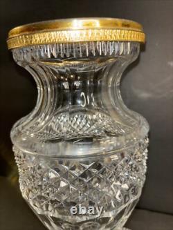 Antique Bronze And Crystal Vase/Baccarat/Heavy Cut Glass/France C. 1930/Empire