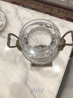 Antique Bronze And Crystal Vase/Baccarat/Heavy Cut Glass/France C. 1930/Empire