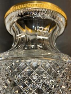 Antique Bronze And Crystal Vase/Baccarat/Heavy Cut Glass/France C. 1930/Empire