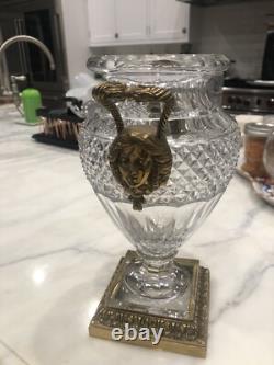 Antique Bronze And Crystal Vase/Baccarat/Heavy Cut Glass/France C. 1930/Empire