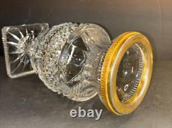 Antique Bronze And Crystal Vase/Baccarat/Heavy Cut Glass/France C. 1930/Empire