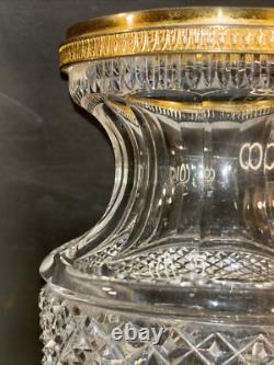 Antique Bronze And Crystal Vase/Baccarat/Heavy Cut Glass/France C. 1930/Empire