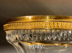 Antique Bronze And Crystal Vase/Baccarat/Heavy Cut Glass/France C. 1930/Empire