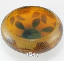 Antique Cameo Art Glass Footed Bowl or Low Vase Signed D Argental