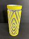 Antique Cameo Glass Vase/Art Deco/High Relief/France C1940/YellowithGeometric Line