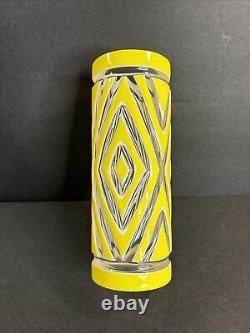 Antique Cameo Glass Vase/Art Deco/High Relief/France C1940/YellowithGeometric Line