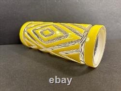 Antique Cameo Glass Vase/Art Deco/High Relief/France C1940/YellowithGeometric Line