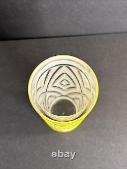 Antique Cameo Glass Vase/Art Deco/High Relief/France C1940/YellowithGeometric Line