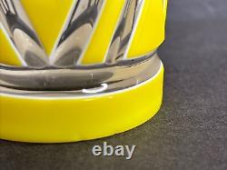 Antique Cameo Glass Vase/Art Deco/High Relief/France C1940/YellowithGeometric Line