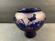 Antique Cameo Glass Vase/Flowers/ High Relief/Signed/Degué/France C. 1925/Blue