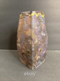 Antique Cameo Glass Vase/High Relief/Purple/Gold/Art Nouveau/France C. 1910/Blue